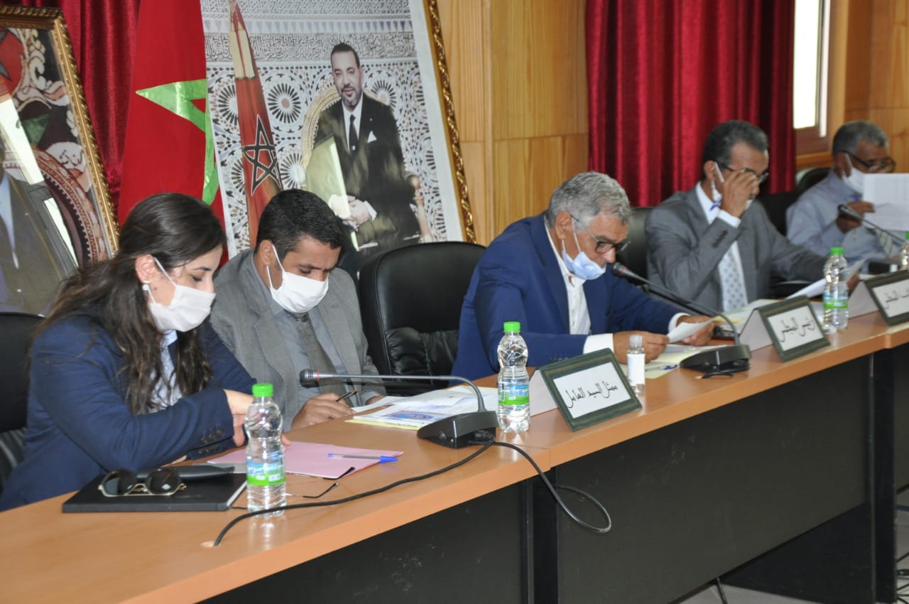 المستشارة  نهاد صفي ترسم بالواشح والشفافبة امام انظار مكونات مجلس هين الشقف بعمالة مولاي يعفوب عن موضوع فحوى ميزانية جماعة عين الشقف برسم سنة 2021 والتي فيها انجاز مداخيل جد