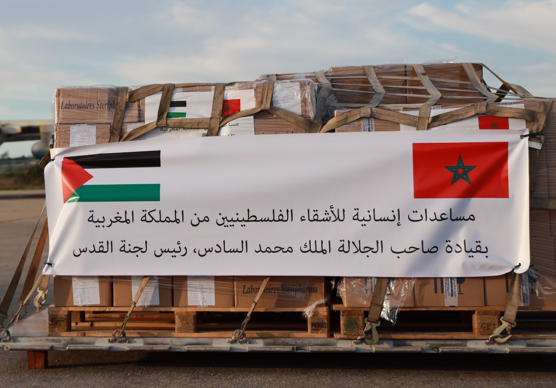 إدخال جزء كبير من المساعدات الإنسانية التي أمر بها صاحب الجلالة الملك محمد السادس لفائدة السكان الفلسطينيين إلى غزة