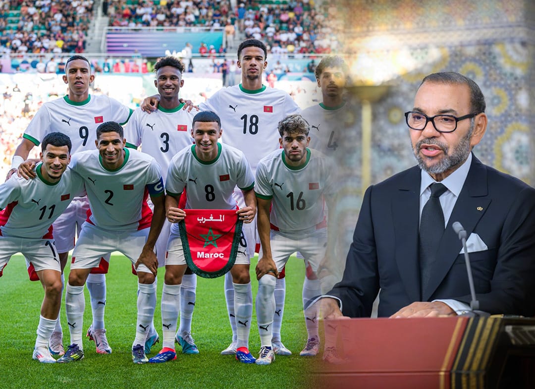 جلالة الملك يهنئ أعضاء المنتخب الوطني المغربي الأولمبي لكرة القدم بمناسبة ظفره بالميدالية النحاسية خلال دورة الألعاب الأولمبية 2024 بباريس جلالة الملك يهنئ أعضاء المنتخب الوطني المغربي الأولمبي لكرة القدم بمناسبة ظفره بالميدالية النحاسية خلال دورة الألعاب الأولمبية 2024 بباريس