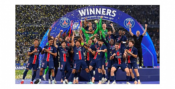 باريس سان جيرمان يتوج بدوري الأبطال لأول مرة في تاريخه بعد فوزه الكبير على إنتر ميلان