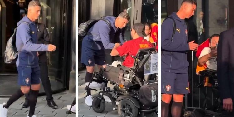 كريستيانو رونالدو يتفاعل بطريقة مؤثرة مع مشجع من ذوي الاحتياجات الخاصة