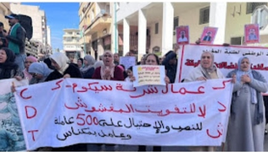 عاملات وعمال سيكوم–سيكوميك مكناس يحتجون بالرباط مطالبين 